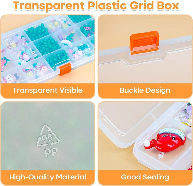 Moon Magpie 4PACK Extra Thick Bead Organizers and Storage Box, 15 Grid Mini Clear Jewelry Making Storage Solutions Plastic Organizer Case Craft Containers for Nail Rhinestones DIY Diamond Accessories - Image 3